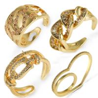 Cubic Zircon Brass δάχτυλο του δακτυλίου, Ορείχαλκος, επιχρυσωμένο, μικρο ανοίξει κυβικά ζιρκονία, περισσότερα χρώματα για την επιλογή, 40.50x26.50mm, Sold Με PC