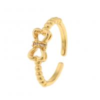 Cubic Zircon Brass Finger Ring gold color plated & micro pave cubic zirconia & for woman Sold By PC