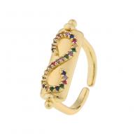 Cubic Zircon Brass Finger Ring gold color plated & micro pave cubic zirconia & for woman Sold By PC