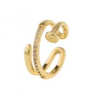 Cubic Zircon Brass δάχτυλο του δακτυλίου, Ορείχαλκος, χρώμα επίχρυσο, διαφορετικά στυλ για την επιλογή & μικρο ανοίξει κυβικά ζιρκονία & για τη γυναίκα, Sold Με PC