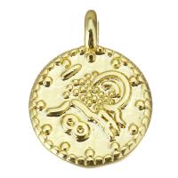 Colgantes de la joyería de cobre amarillo, metal, chapado, para mujer, dorado, libre de níquel, plomo & cadmio, 12x16x4.50mm, agujero:aproximado 3mm, 20PCs/Grupo, Vendido por Grupo