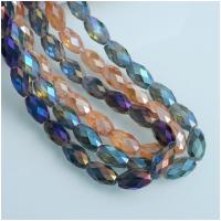 Moda Staklene perle, Drum, šarene pozlaćen, faceted, više boja za izbor, 16x10mm, Prodano Per Približno 38 Strand