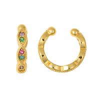 Trendy ear cuffs, Messing, gold plated, verschillende stijlen voor de keuze & micro pave zirconia, 3x13mm, Verkocht door pair