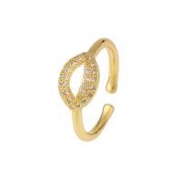 Cubic Zircon Brass δάχτυλο του δακτυλίου, Ορείχαλκος, χρώμα επίχρυσο, Ρυθμιζόμενο & διαφορετικά στυλ για την επιλογή & μικρο ανοίξει κυβικά ζιρκονία, 3x20mm, Sold Με PC