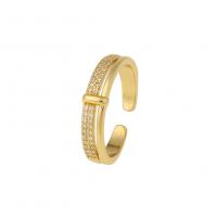 Cubic Zircon Brass δάχτυλο του δακτυλίου, Ορείχαλκος, χρώμα επίχρυσο, Ρυθμιζόμενο & διαφορετικά στυλ για την επιλογή & μικρο ανοίξει κυβικά ζιρκονία, 5x20mm, Sold Με PC