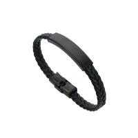 PU cavo bracciali, acciaio inox, with PU, placcato, gioielli di moda & per l'uomo, nessuno, 220x8x3mm, Venduto da PC