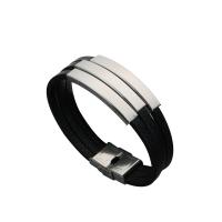 PU cavo bracciali, acciaio inox, with PU, placcato, gioielli di moda & per l'uomo, nessuno, 220x14x3mm, Venduto da PC