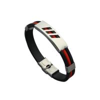 Stainless Steel smycken Armband, ROSTFRITT STÅL, med Silikon, plated, mode smycken & Unisex, 215x10x4mm, Säljs av PC