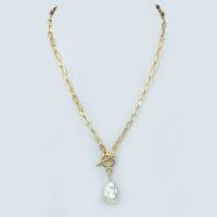 Natural Freshwater Pearl Necklace Zinc Alloy with Plastic Pearl plated 450mm Sold By PC