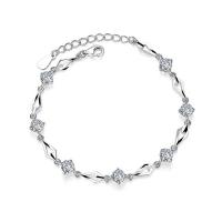 Argento Bracciali, 925 sterline d'argento, with 1.18inch extender chain, gioielli di moda & per la donna & con strass, argento, assenza di nichel,piombo&cadmio, 5.50mm, Venduto per 6.5 pollice filo