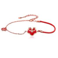 Pulseras de Plata Estelina, Plata de ley 925, con 1.38inch extender cadena, Joyería & para mujer, Rojo, libre de níquel, plomo & cadmio, 12x9.60mm, Vendido para 6.5 Inch Sarta