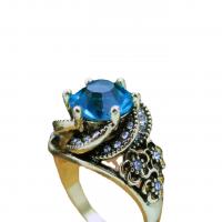 Zinc Alloy fingerring, forgyldt, med rhinestone, blandede farver, Solgt af PC