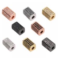 Kubinių Zirconia Mikro Pave Žalvaris Karoliukai, Žalvarinis, padengtą, su kubinių Zirconia, daugiau spalvų pasirinkimas, 6x10mm, Pardavė PC