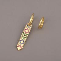 Asymmetric Earrings Brass gold color plated micro pave cubic zirconia & for woman Sold By Pair