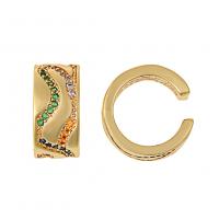 Fashion Earring Cuff and Wraps Brass gold color plated micro pave cubic zirconia & for woman Sold By Pair