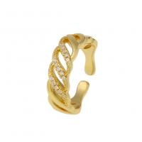 Messing Manchet Finger Ring, gold plated, verschillende stijlen voor de keuze & micro pave zirconia & voor vrouw, 3x20mm, Verkocht door PC