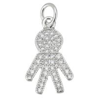 Messing hanger met micro-paved kubieke zirconia's, plated, mode sieraden & micro pave zirconia & voor vrouw, nikkel, lood en cadmium vrij, 11x18x2mm, Gat:Ca 3.5mm, 20pC's/Lot, Verkocht door Lot