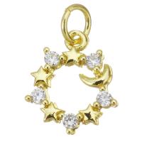 Cubic Zirconia Micro Pave bronze Pingente, cobre, banhado, joias de moda & micro pavimento em zircônia cúbica & para mulher, dourado, níquel, chumbo e cádmio livre, 12x14x2mm, 20PCs/Lot, vendido por Lot