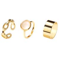 Zinklegering Ring Set, Zinc Alloy, met Plastic Pearl, drie stuks & mode sieraden & voor vrouw, gouden, nikkel, lood en cadmium vrij, Verkocht door Bag