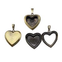 Messing Locket vedhæng, Heart, forgyldt, nikkel, bly & cadmium fri, 55x50x13mm, Ca. 100pc'er/Bag, Solgt af Bag