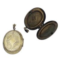 Ottone Ciondoli Locket, ellisse, placcato, assenza di nichel,piombo&cadmio, 52x39x9mm, Appross. 100PC/borsa, Venduto da borsa