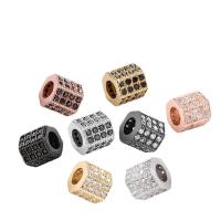 Cubic Zirconia grânulos de latão Micro Pave, cobre, banhado, com zircônia cúbica, Mais cores pare escolha, 7x7.30mm, Buraco:Aprox 4mm, vendido por PC