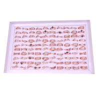 Zinklegering ringen, Zinc Alloy, rose goud plated, met strass, roze, 4x18mm-11x24mm, 100pC's/box, Verkocht door box