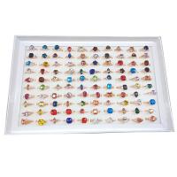 Anel de liga de zinco, with cristal, banhado, Vario tipos a sua escolha, multi colorido, 4x18mm-11x24mm, 100PCs/box, vendido por box