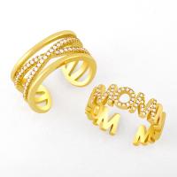 laiton Cuff Bague, 18K platine plaqué & avec zircone cubique, doré, 0.6CM,,1..2CM, Vendu par PC