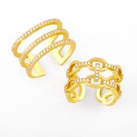 ottone Anelli Cuff, 18K placcato platino & con zirconi cubici, dorato, 1.1cmuff0c1.2cm, Venduto da PC