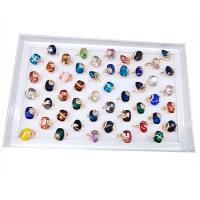 Anel de liga de zinco, with cristal, banhado, multi colorido, 4x18mm-11x24mm, 50PCs/box, vendido por box