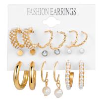 Zinc Alloy Earring Set with Plastic Pearl 6 pieces & fashion jewelry & for woman nickel lead & cadmium free Sold By Set