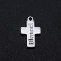 Roestvrij staal Cross Hangers, Oversteken, silver plated, Ca 10pC's/Bag, Verkocht door Bag