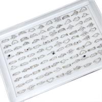 Zinklegierung Fingerring , mit Strass, keine, 4x18mm-11x24mm, 100PCs/Box, verkauft von Box