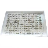 Anel de liga de zinco, banhado, prateado, 4x18mm-11x24mm, 100PCs/box, vendido por box