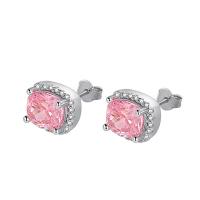 cupronickel boucle d oreille dormeuse, Placage de couleur platine, pour femme & avec strass, plus de couleurs à choisir, 9.40x10.50mm, Vendu par paire