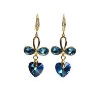 Boucles d'oreilles cristal, laiton, avec cristal, Placage, pour femme & avec strass, plus de couleurs à choisir, 50x20mm, Vendu par paire