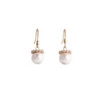 Pendientes de Gota en Latón, metal, con Shell Pearl, chapado, micro arcilla de zirconia cúbica & para mujer, más colores para la opción, 10x29mm, Vendido por Par