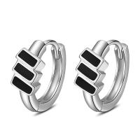 Prata Níquel Huggie Argola, cromado de cor platina, stoving verniz & para mulher, 5.50x10.50mm, vendido por par