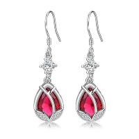 Cupronickel Drop Earring platinum color plated micro pave cubic zirconia & for woman Sold By Pair