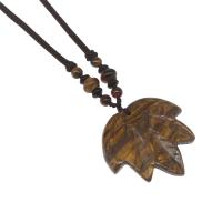 Gemstone smykker halskæde, Ædelsten, Maple Leaf, poleret, flere farver til valg, 38x47x41mm, Solgt Per 32 cm Strand