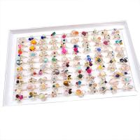 Zinc Alloy fingerring, med Cats Eye, forgyldt, med rhinestone, flerfarvede, 4x18mm-11x24mm, 100pc'er/Box, Solgt af Box