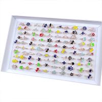 Anel de liga de zinco, with esmalte, para mulher & com strass, multi colorido, 4x18mm-11x24mm, 100PCs/box, vendido por box