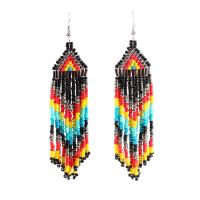 Fringe pendientes de la manera, Seedbead, chapado, Joyería & para mujer, más colores para la opción, 102x25mm, Vendido por Par