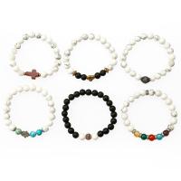 Gemstone Bracciali, magnesite, with Pietra Abrazina & agata nero & cristallo, unisex, nessuno, 8mm, Lunghezza 18 mm, Venduto da PC