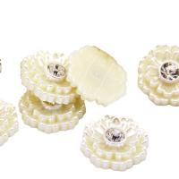 Perle di plastica ABS cabochon, con strass, beige, 27mm, 100PC/borsa, Venduto da borsa