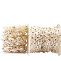 Kraal Garland Strand, ABS kunststof parel, met strass, beige, 10mmuff0c15mm, Verkocht door spool