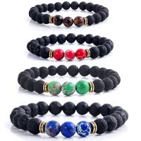 Pulseiras de pedras preciosas, Rochas vulcânicas, with Abrazine Stone & Pedra natural, feito à mão, unissex, Mais cores pare escolha, 8mm, comprimento 18-30 cm, vendido por PC