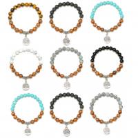 Bracelets de pierres précieuses, Pierre naturelle, avec pierre de grain, unisexe, plus de couleurs à choisir, The beads uff1a8mmuff0cpendant uff1a15mm, Longueur 7 cm, Vendu par PC