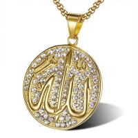 التيتانيوم الصلب قلادة, مطلي, للرجل & مع حجر الراين, ذهبي, 3mm, طول 61 سم, تباع بواسطة PC